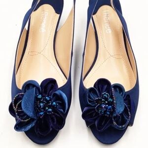 J.Renné Leonelle Kitten Hell Slingback Blue,size 8.5 NEW NO TAG